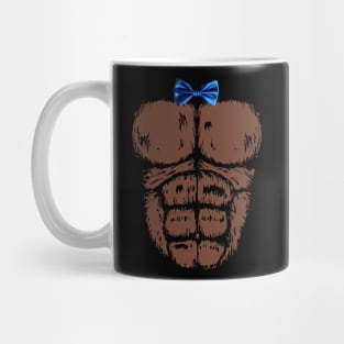 Gorilla Chest with Blue Bow Tie Funny Halloween Monkey Mug